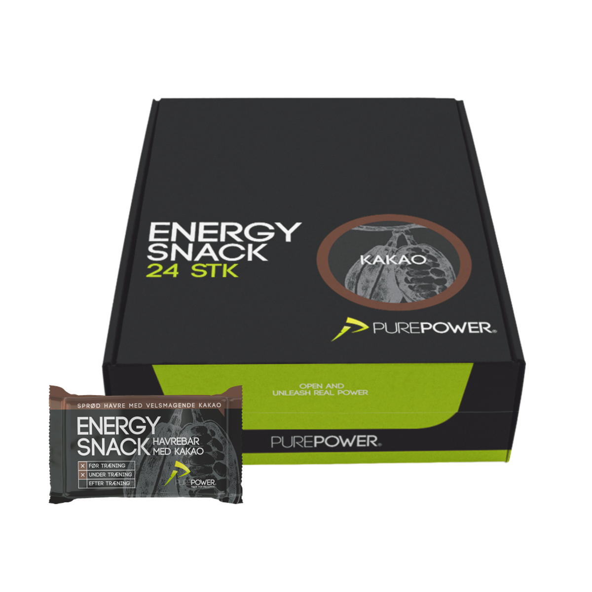 PurePower Energy Snack Kakao 60 gram, 24.stk