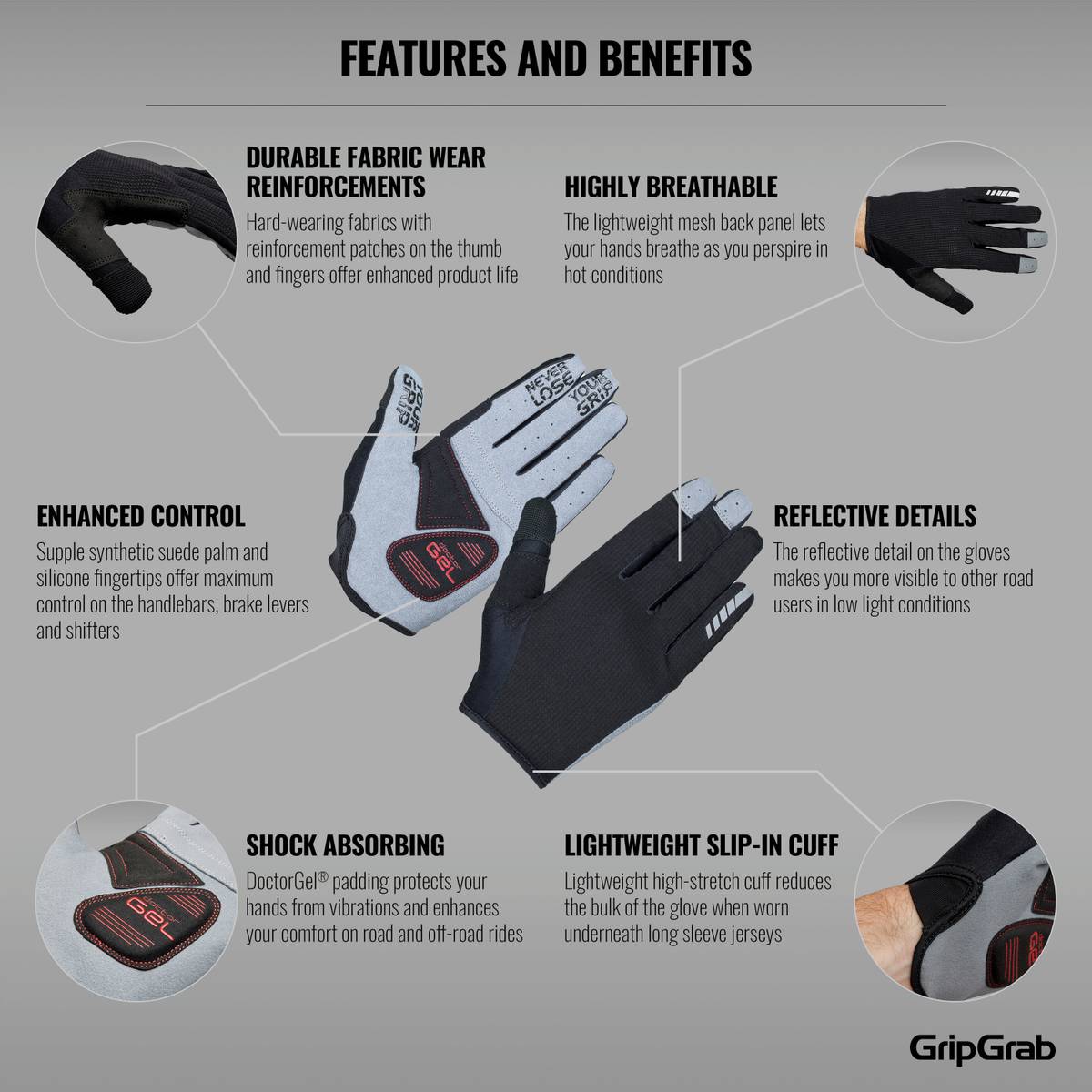 GripGrab Shark Padded Hansker